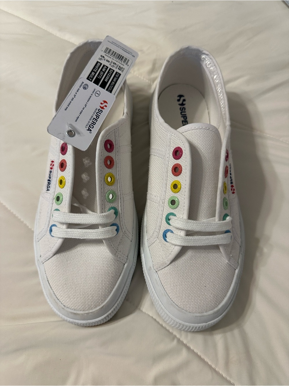 Superga Tank Multi Color Canvas Sneakers with Rainbow Eyelets - NWT - Size 8